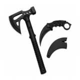 Cumpara ieftin Set topor si cutit karambit de vanatoare DEPOX&reg;, otel inoxidabil, negru, 42 cm/18.5 cm, teaca inclusa