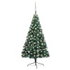 Jumatate brad Craciun pre-iluminat cu set globuri verde 150 cm