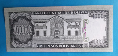 1000 Bolivianos anul 1982 Bancnota veche Bolivia foto