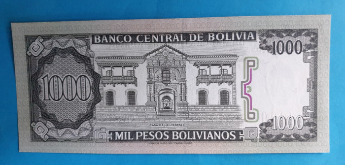 1000 Bolivianos anul 1982 Bancnota veche Bolivia