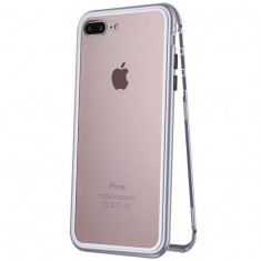 Carcasa protectie Iphone 8 Plus, magnetica, Argintiu/Transparent foto