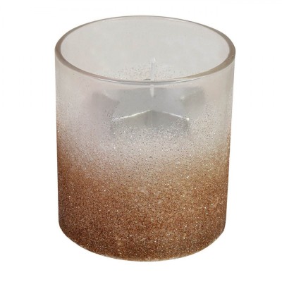 Lum&amp;acirc;nare Decorativă, Model Stelă, Culoare Alb-Auriu, Material Parafină, Dimensiuni 8x9cm foto