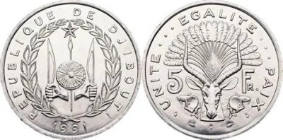 Djibouti 1991 - 5 francs UNC foto