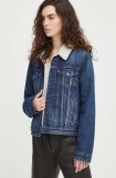 Levi&#039;s geacă din denim femei, culoarea bleumarin, de tranziție