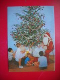 HOPCT 25072 MOS CRACIUN SI COPII SUB BRAD -- FELICITARE CRACIUN / AN NOU -CP VECHE -IP--INTREG POSTAL - ROMANIA - CIRCULATA