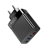 Incarcator Retea pentru Telefon, Flippy, Super Fast Charger Multi-Port, Power Delivery 120W, 3 USB-A, 2 TYPE-C, Compatibil Telefon si Tableta, Negru