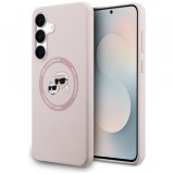 Husa MagSafe pentru Samsung Galaxy S25 FE, Karl Lagerfeld, Silicone Karl &amp; Choupette's Heads, Roz