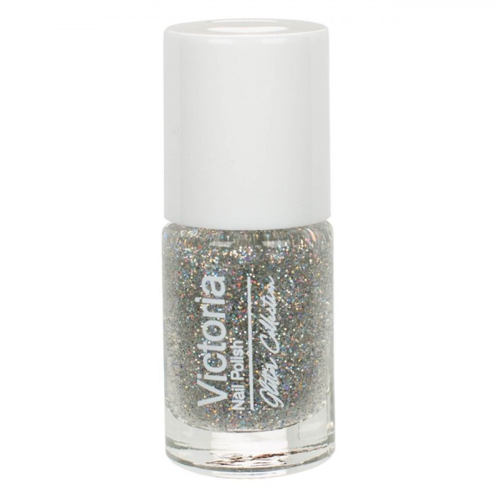 Lac de Unghii Victoria, Glitter Collection, Argintiu, Capacitate 6ml