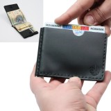 Cumpara ieftin Portofel minimalist din piele naturala, Loki, Negru, lucrat si cusut manual, handmade