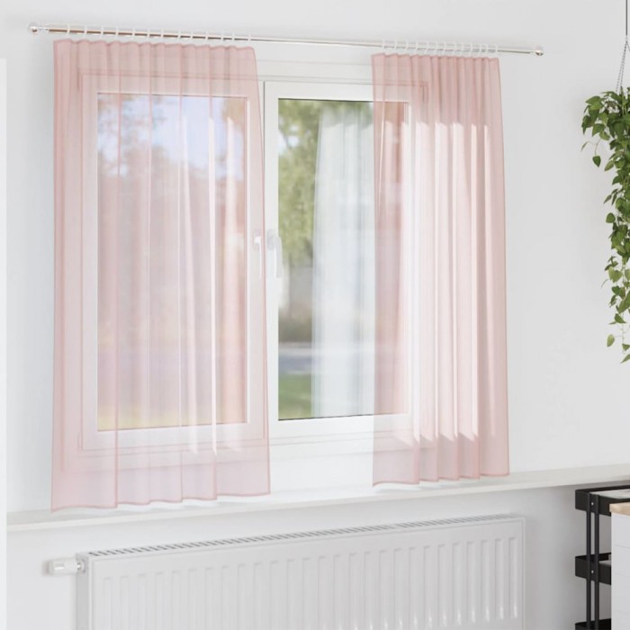 Gossi perdele voal cu bucle 2 buc roz deschis 140x140 cm