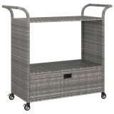 Cumpara ieftin Carucior de bar cu sertar, gri, 100x45x97 cm, poliratan