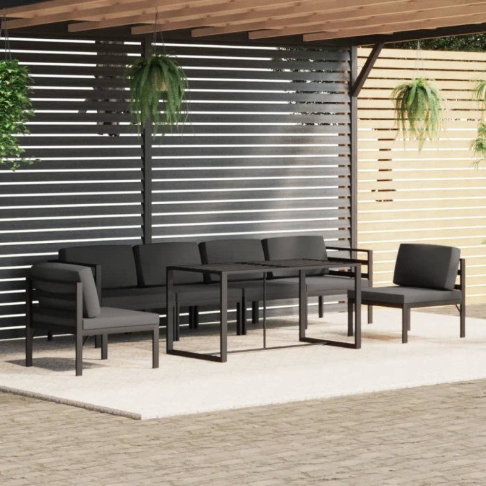 Gossi set mobilier de gradina cu perne, 7 piese, antracit, aluminiu