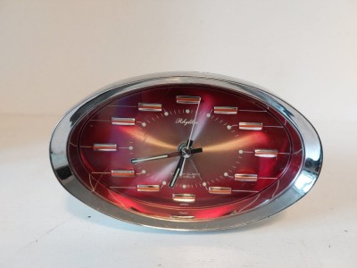 Ceas desteptator vintage Japonia, anii 70, Rhythm Atomic Space Age Pedestal Alarm Clock Japan Chrome, 2 Jewels, Model No. 51141 foto