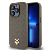 DKNY - Leather Pattern Metal Logo MagSafe (DKHMP15XPSHRPSW) - iPhone 15 Pro Max - Brown