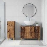 Cumpara ieftin Set de dulapuri pentru baie, 2 piese DELFT Lemn vechi