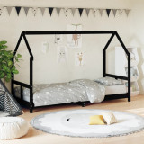 Cadru de pat pentru copii, negru, 80x200 cm, lemn masiv de pin GartenMobel Dekor, vidaXL