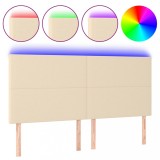 Cumpara ieftin Tablie de pat cu LED, crem, 160x5x118/128 cm, textil