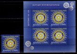 RO 2005 ,LP 1673,&quot;Centenar Rotary &quot;, serie + bloc de 4 marci ,MNH, Nestampilat