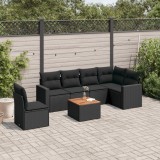 Cumpara ieftin Set canapele de grădină cu perne, 7 piese, negru, poliratan