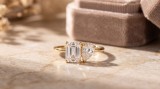 Inel din Argint 925 Placat cu Aur Toi et Moi cu Cristale Emerald si Lacrima