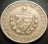 Cumpara ieftin Moneda exotica 20 CENTAVOS - CUBA, anul 1962 *cod 2698, America Centrala si de Sud