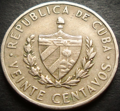 Moneda exotica 20 CENTAVOS - CUBA, anul 1962 *cod 2698 foto