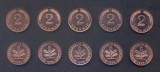 GERMANIA █ RFG █ SET COMPLET DE MONEDE █ 2 Pfennig █ x5 buc █ 1996 █ A D F G J █ KM-106a █ UNC, Europa