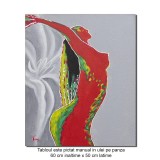 Tablou pictat manual, Muza (2), stilizat - 60x50cm pictura ulei pe panza