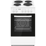 Aragaz Heinner HFSC-S56E4HMWH, 4 plite electrice, cuptor electric, clasa A, grill, ventilatie, 50x60cm, alb