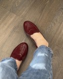 Mocasini dama din piele lacuita Bordo Jun