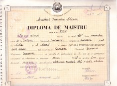 AMS - DIPLOMA DE MAISTRU, ELECTRICIAN CENTRALE STATII, RETELE ELECTRICE 1968 foto
