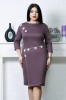 Rochie accesorizata cu nasturi si fusta petrecuta culoare mov prafuitMarimea, Yves