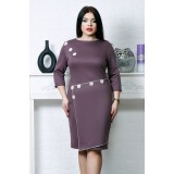 Rochie accesorizata cu nasturi si fusta petrecuta culoare mov prafuit - 38Marimea