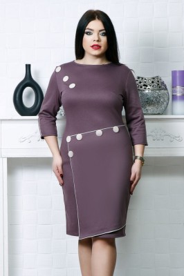 Rochie accesorizata cu nasturi si fusta petrecuta culoare mov prafuit - 38Marimea foto