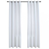 Cumpara ieftin Draperii opace cu inele metalice, 2 buc., alb, 140 x 175 cm