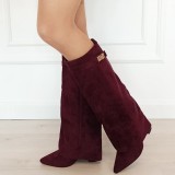 Cumpara ieftin Cizme bordo elegante cu toc comod 9501A 113