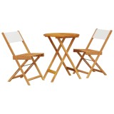 Cumpara ieftin Set mobilier bistro, 3 piese, textil alb crem/lemn masiv
