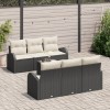 Set de canapea gradina Gossi cu perne negru ratan sintetic, canapea gradina Gossi cu 2 locuri si depozitare &amp; perne negru ratan sintetic