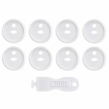 Cumpara ieftin Set 8 Protectii pentru Prize cu Cheie de Deblocare, Sistem Siguranta Copii, ABS Rezistent, Montare Rapida, Alb, 3.7 x 2.3 cm