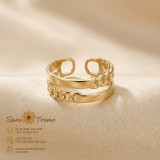 Inel Verigi Aurii , model lat deschis, placat cu aur 14K