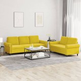 VidaXL Set de canapele cu perne, 2 piese, galben, catifea