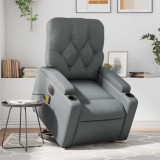 VidaXL Fotoliu masaj rabatabil electric cu ridicare, gri, piele eco