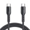 Cablu pentru incarcare si transfer de date Joyroom Flash SA26-CC3, USB-C la USB-C, 60W, 3A, 480 Mbps, 1 m,