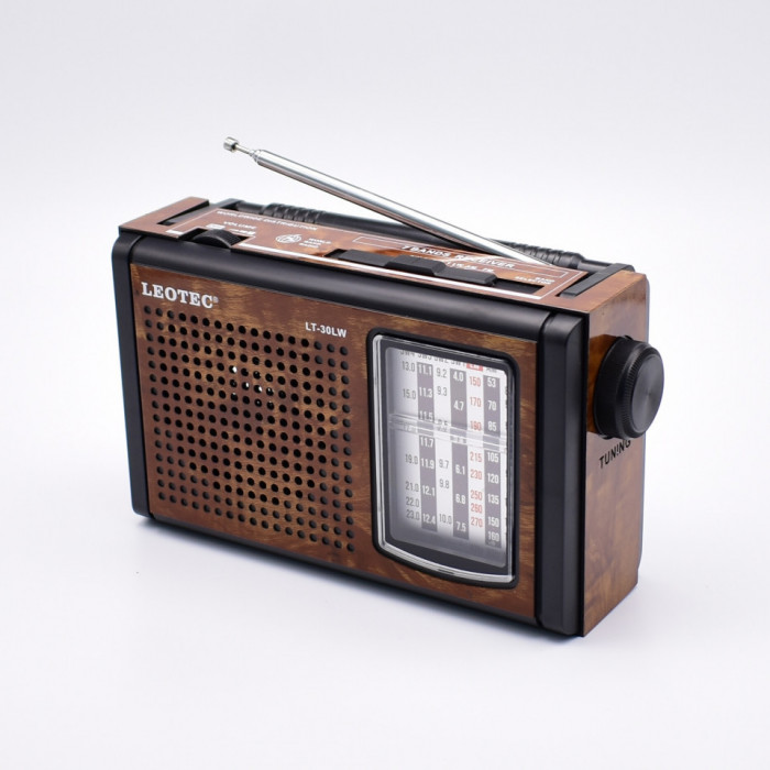 Radio portabil cu baterii, FM, AM, LW, SW1-4, 7 Benzi, LEOTEC-LT30LW, maro