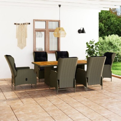 vidaXL Set mobilier de exterior cu perne, 7 piese, maro, poliratan 3060145 foto