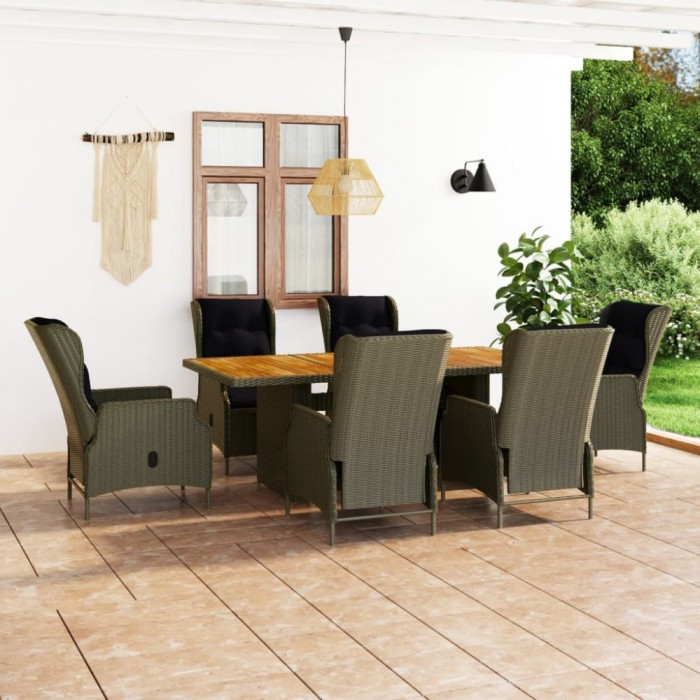 vidaXL Set mobilier de exterior cu perne, 7 piese, maro, poliratan 3060145