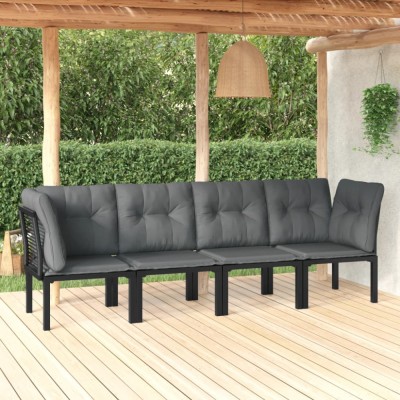 Gossi set mobilier de gradina, 4 piese, negru si gri, poliratan foto
