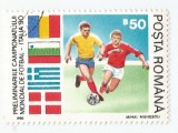 **Rom&acirc;nia, LP 1234/1990, Preliminariile C.M. de Fotbal Italia, eroare, oblit., Stampilat