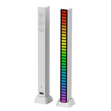 Lampa LED tip bara, RGB, cu lumini sincronizate audio, pentru atmosfera in camera - Alb