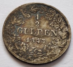 Germania , Baden, 1/2 Gulden 1843 foto